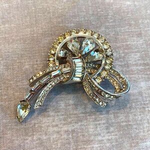 Kramer of New York Clear Crystal bow pin